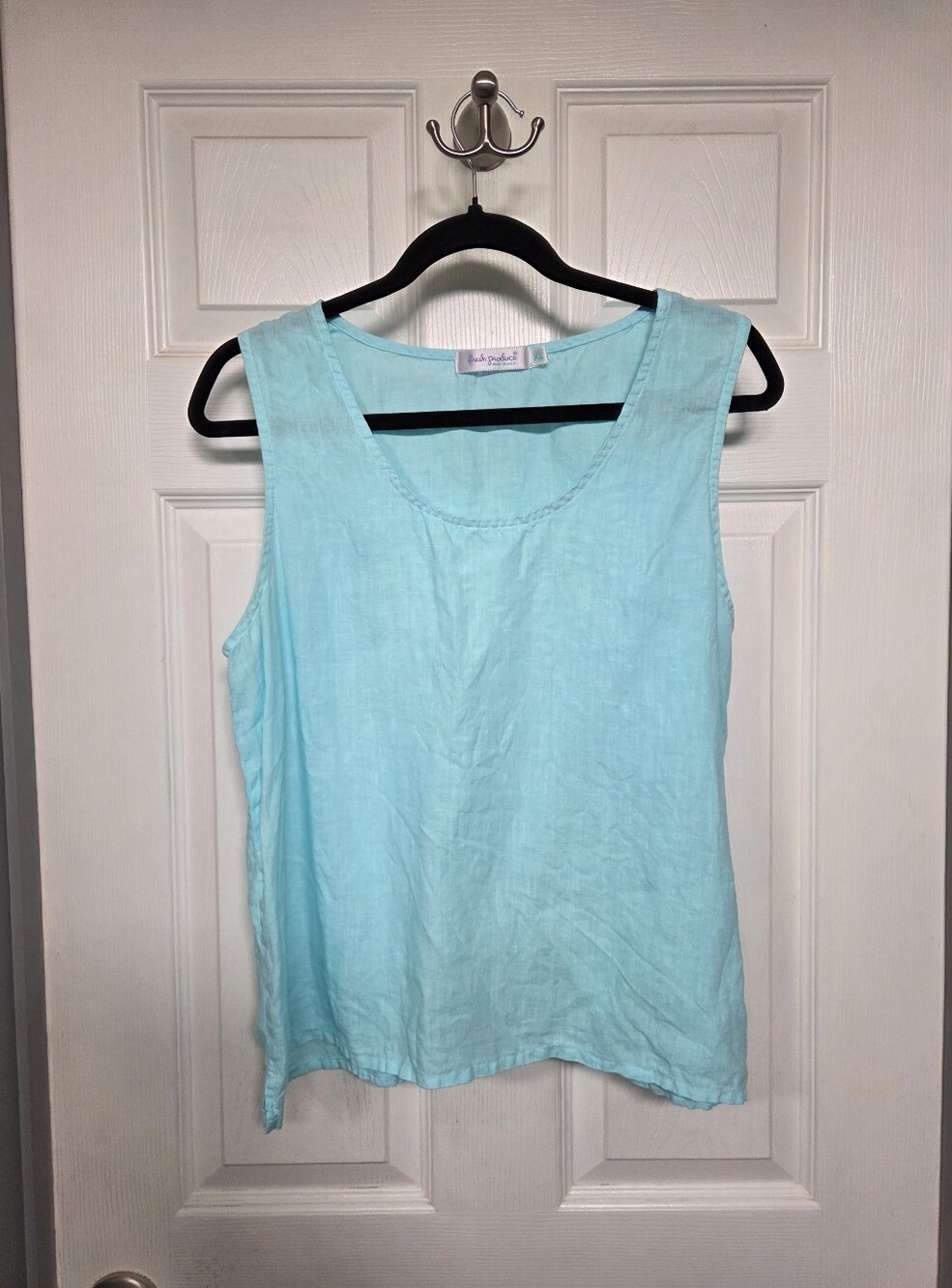 fresh produce Aqua Linen Scoop Neck Tank Summer Resortwear Vacation Size XL - Picture 7 of 7